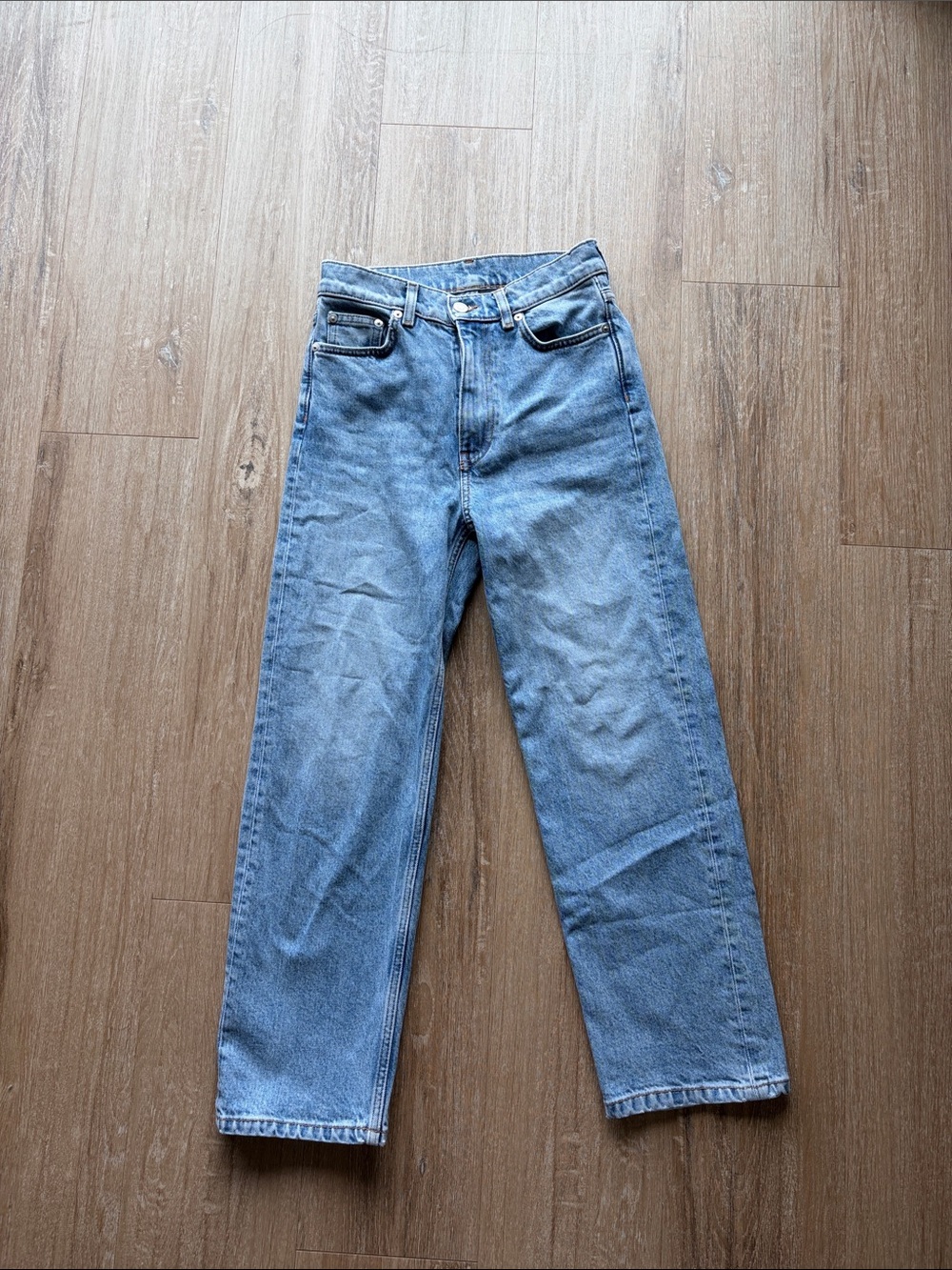 Arket Rose Cropped Straight-Leg Blue Jeans Sz 24